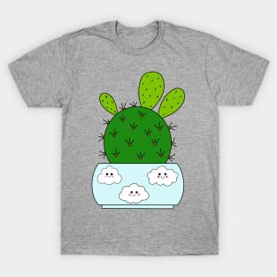 Cute Cactus Design #199: Cactus Hybrid In Cute Cloudy Pot T-Shirt